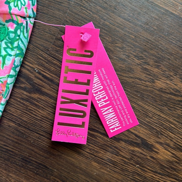 Lilly Pulitzer Luxletic Corso Crop Pant Soleil Pink Perfect Poppy Golf 2 - Picture 4 of 5